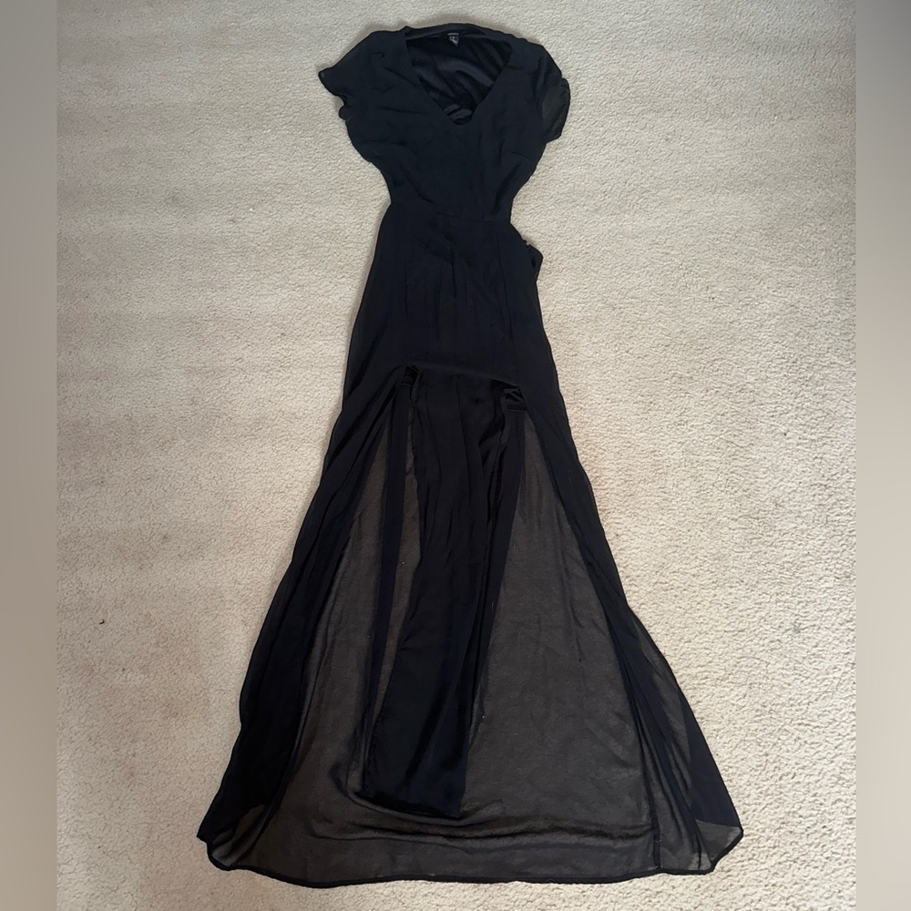black cut out backless maxi dress